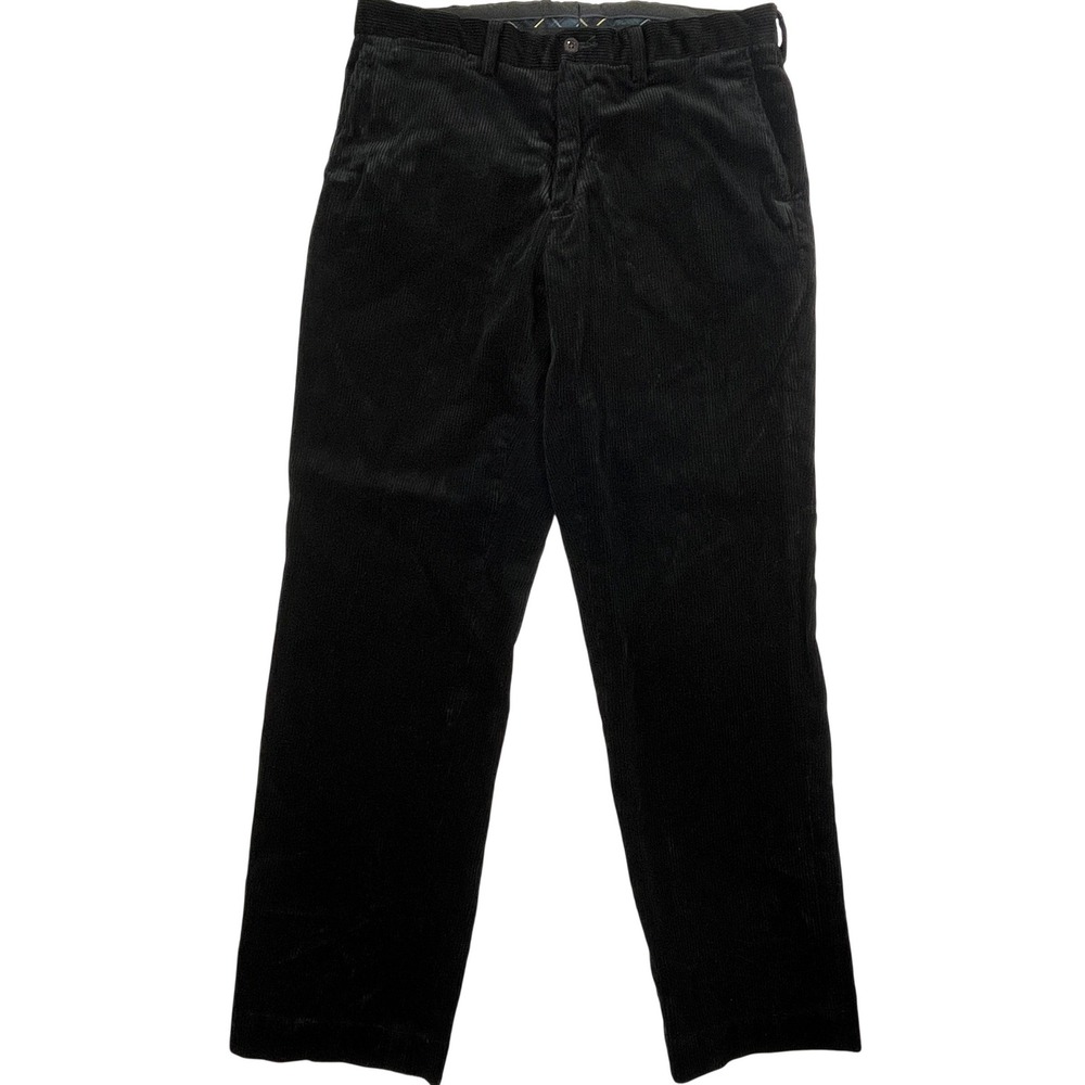 Polo Ralph Lauren Preston Corduroy Pants Straight Leg Black Y2K 34x32 Flat Front
